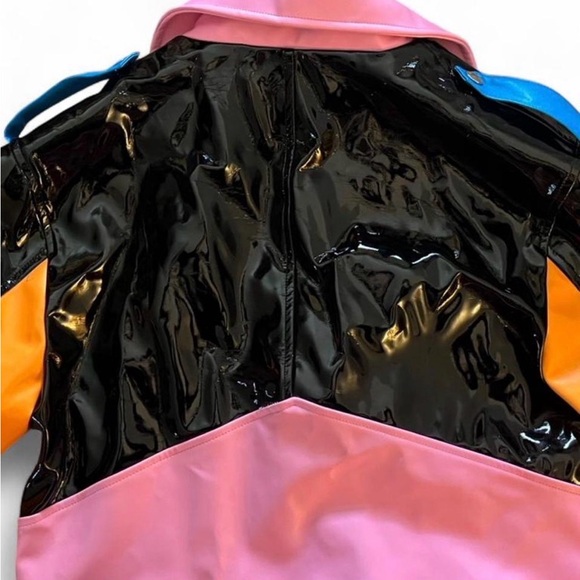 Dolls Kill Patent Multicolor Moto Jacket - Black, Pink, Blue, Green, Orange - Picture 2 of 4